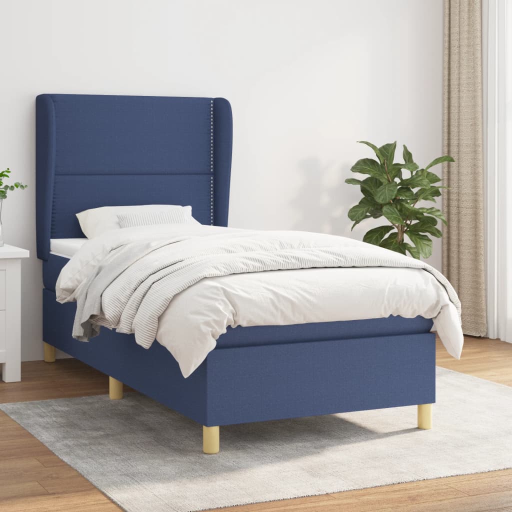 Boxspringbett Mit Matratze Stoff Blau