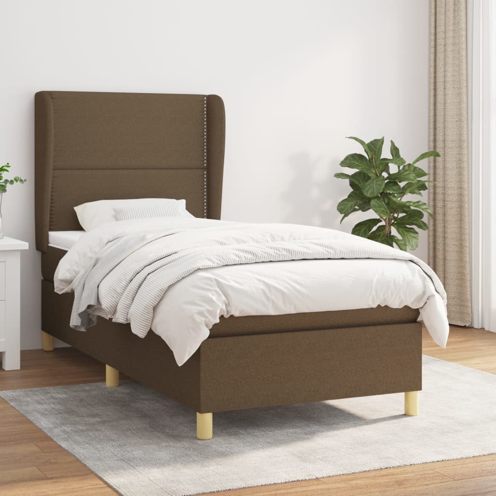 Boxspringbett Mit Matratze Stoff Dunkelbraun