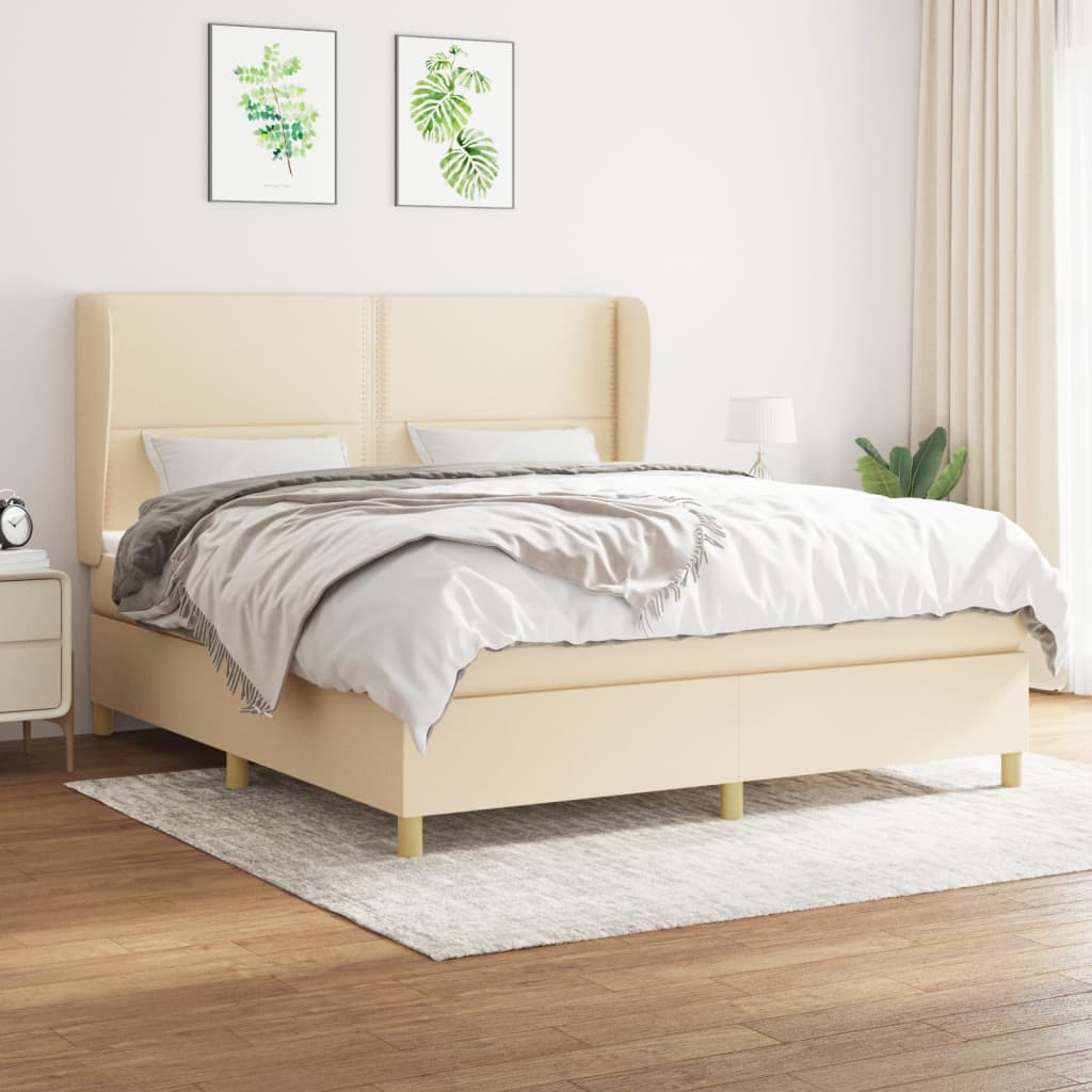 Boxspringbett Mit Matratze Stoff Creme