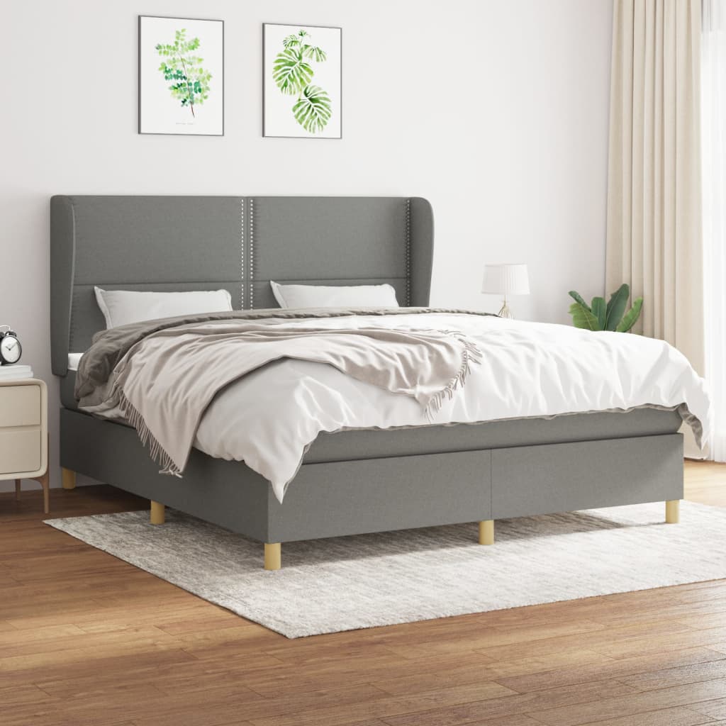 Boxspringbett Mit Matratze Stoff Dunkelgrau