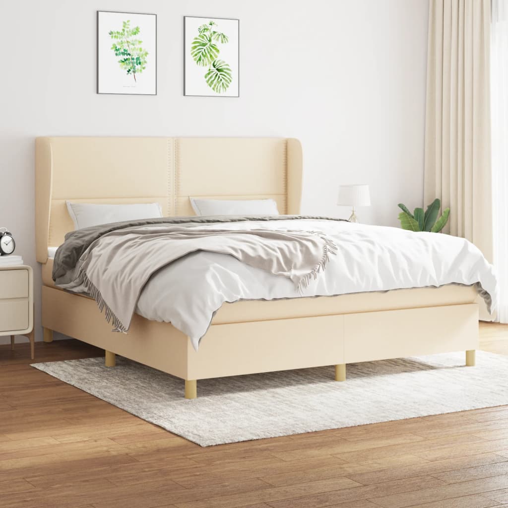 Boxspringbett Mit Matratze Stoff Creme