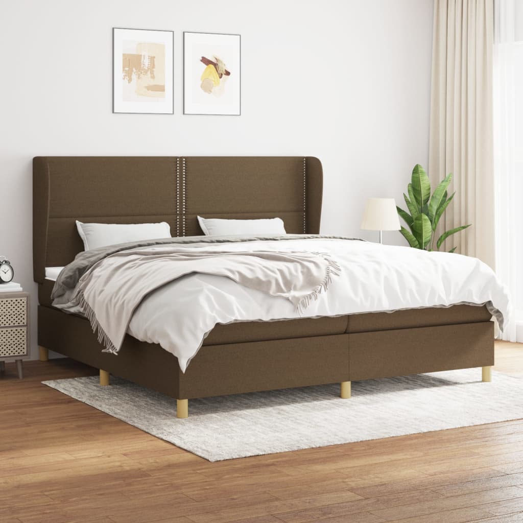 Boxspringbett Mit Matratze Stoff Dunkelbraun