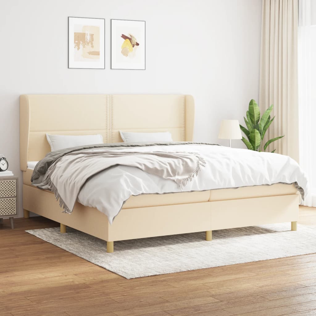 Boxspringbett Mit Matratze Stoff Creme
