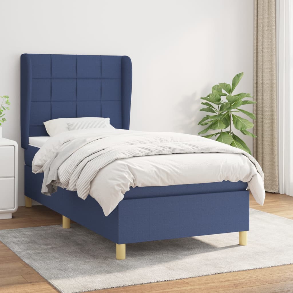 Boxspringbett Mit Matratze Stoff Blau