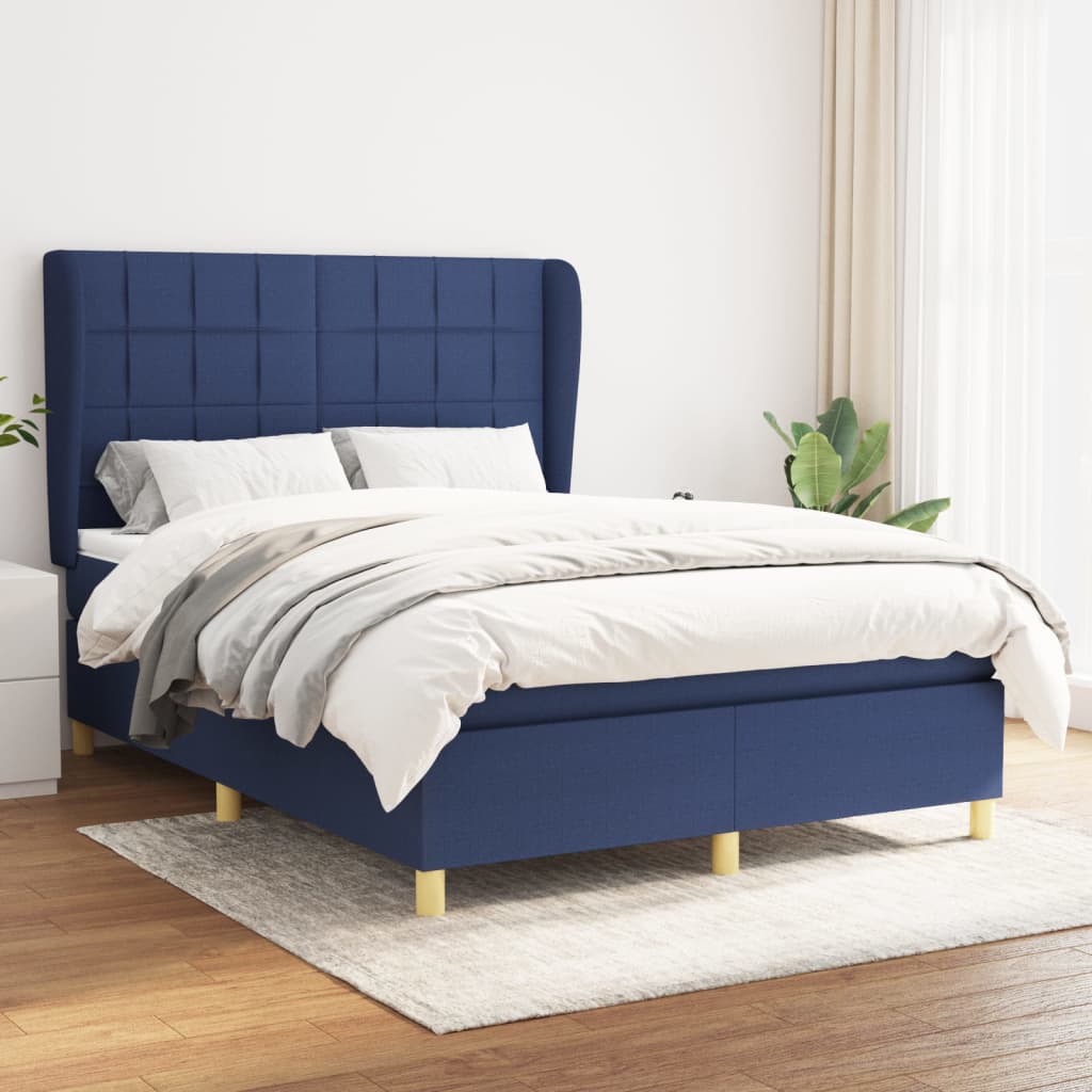 Boxspringbett Mit Matratze Stoff Blau