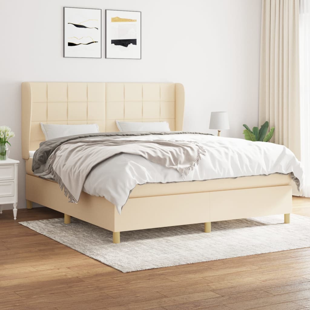 Boxspringbett Mit Matratze Stoff Creme