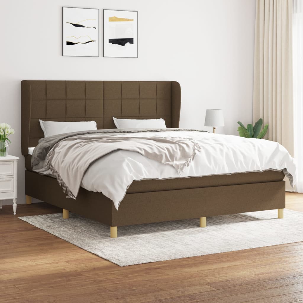Boxspringbett Mit Matratze Stoff Dunkelbraun