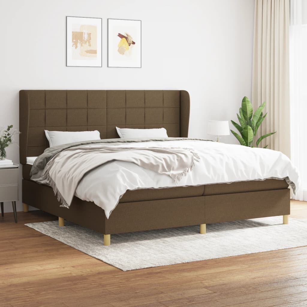 Boxspringbett Mit Matratze Stoff Dunkelbraun