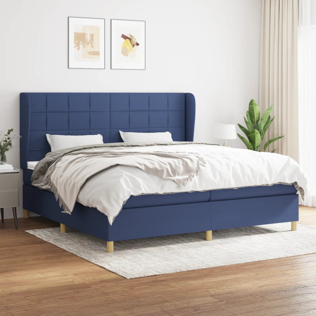 Boxspringbett Mit Matratze Stoff Blau