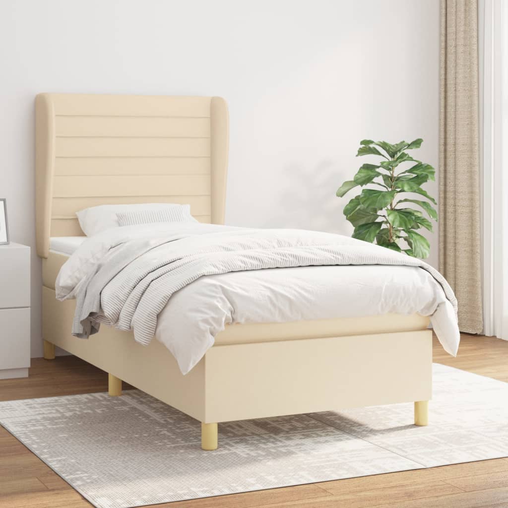 Boxspringbett Mit Matratze Stoff Creme