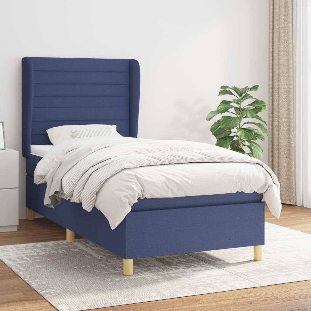 Boxspringbett Mit Matratze Stoff Blau
