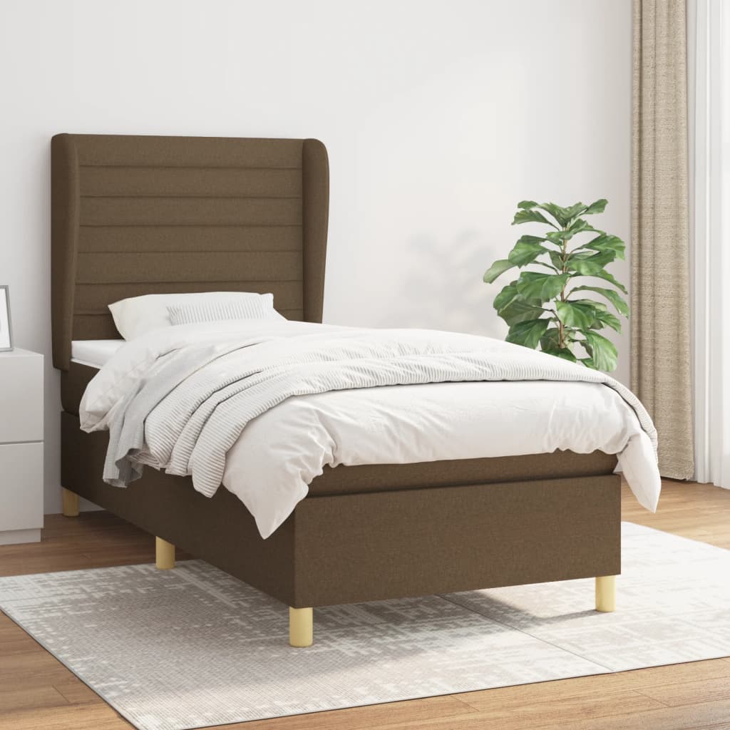 Boxspringbett Mit Matratze Stoff Dunkelbraun