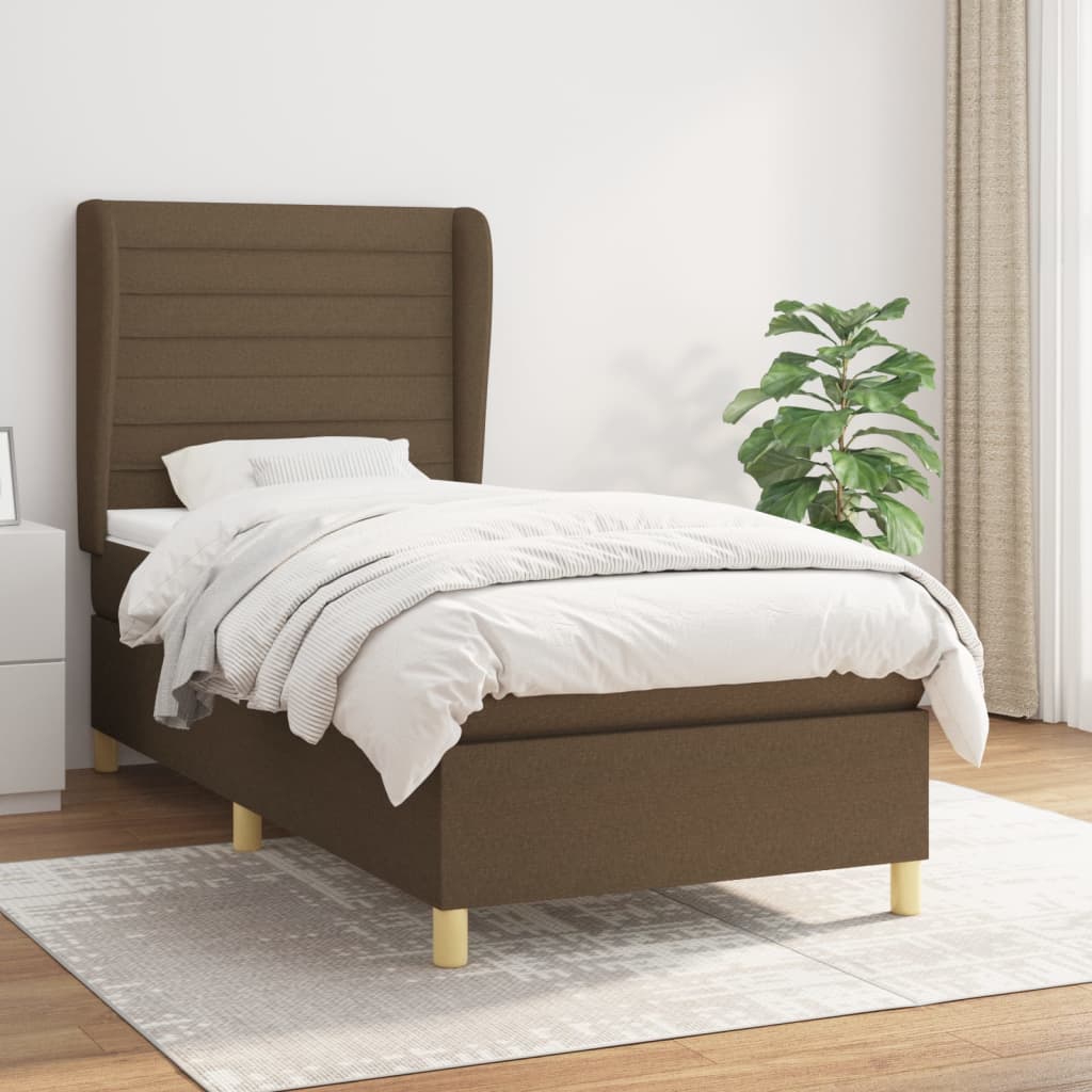 Boxspringbett Mit Matratze Stoff Dunkelbraun