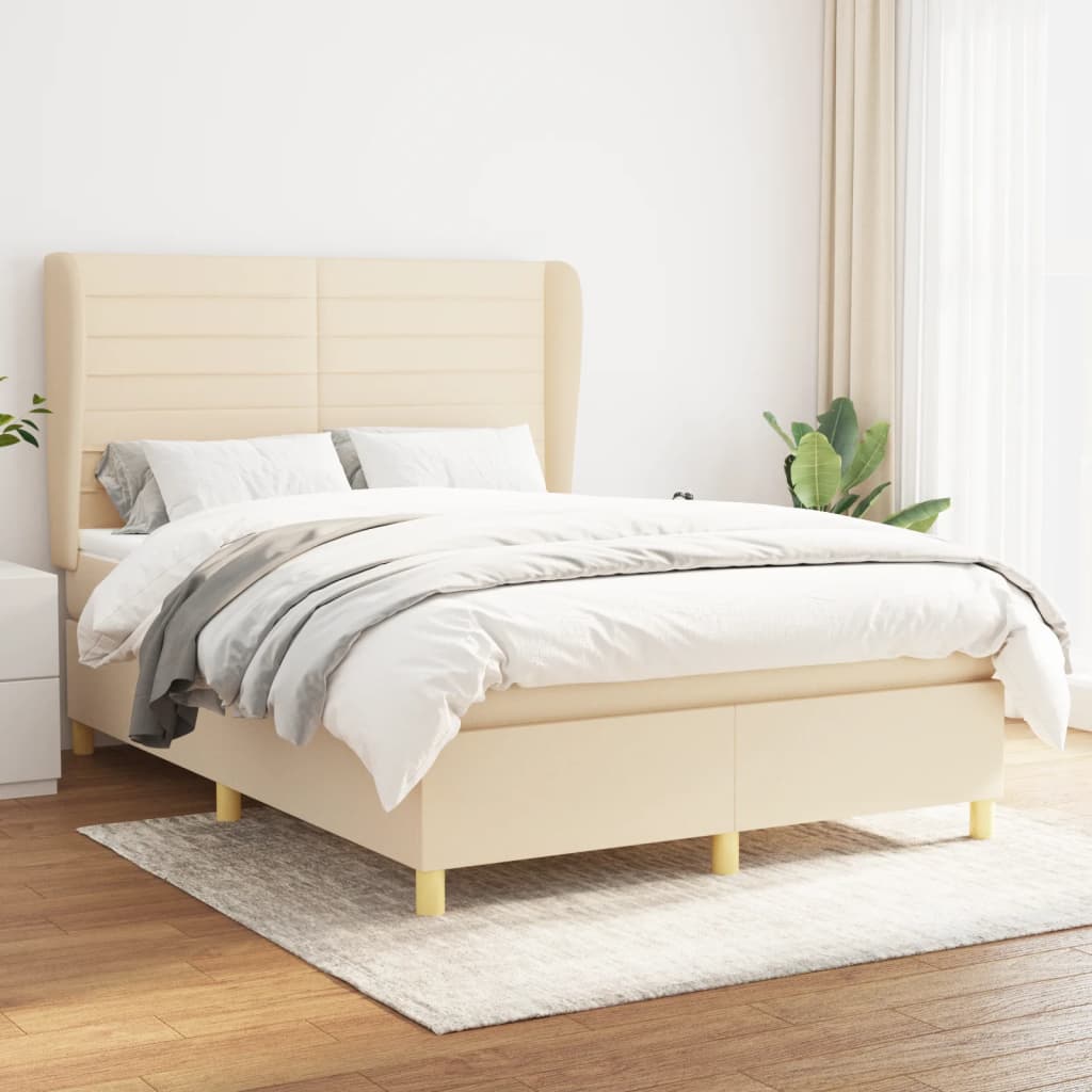 Boxspringbett Mit Matratze Stoff Creme