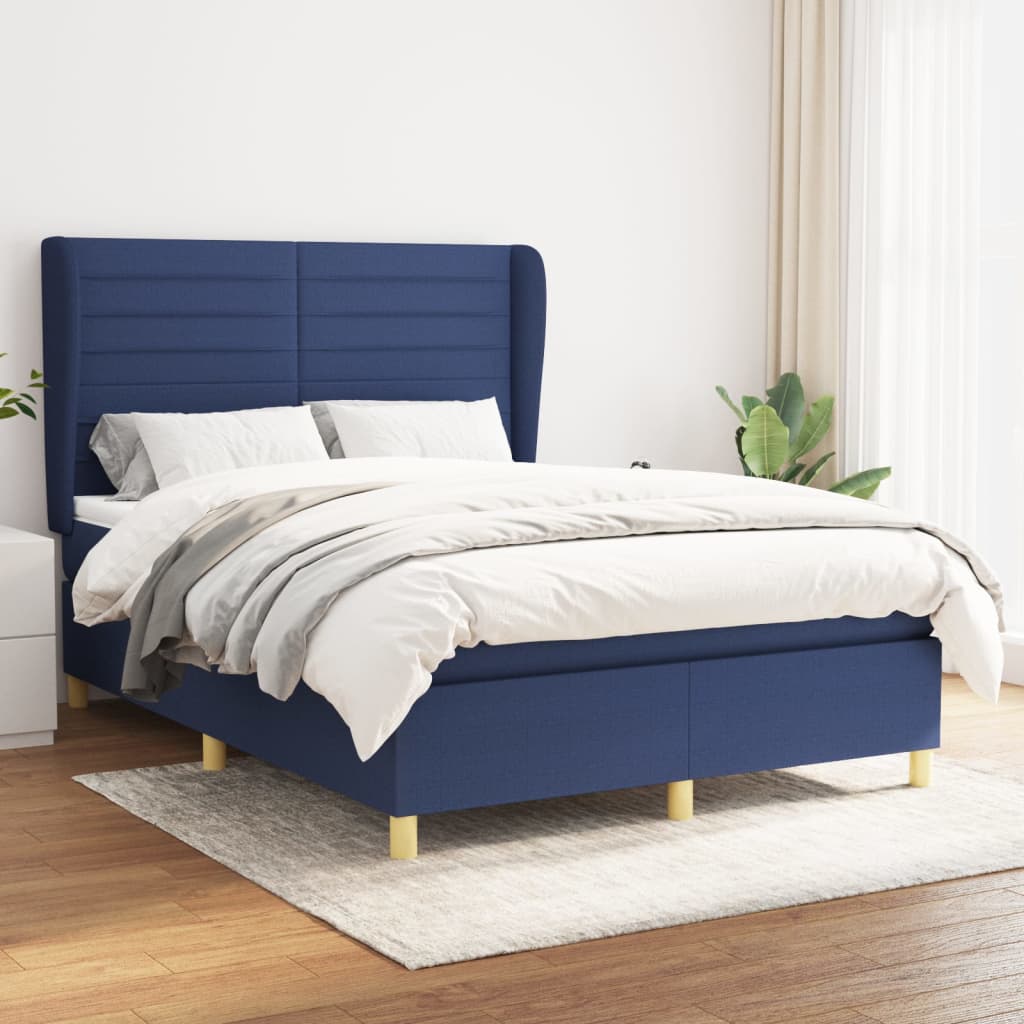 Boxspringbett Mit Matratze Stoff Blau