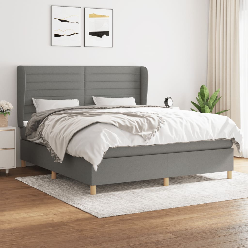 Boxspringbett Mit Matratze Stoff Dunkelgrau