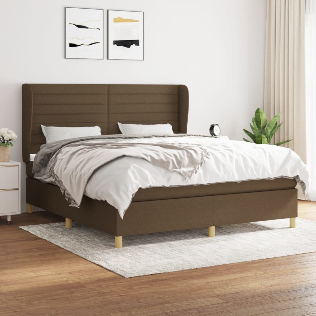 Boxspringbett Mit Matratze Stoff Dunkelbraun