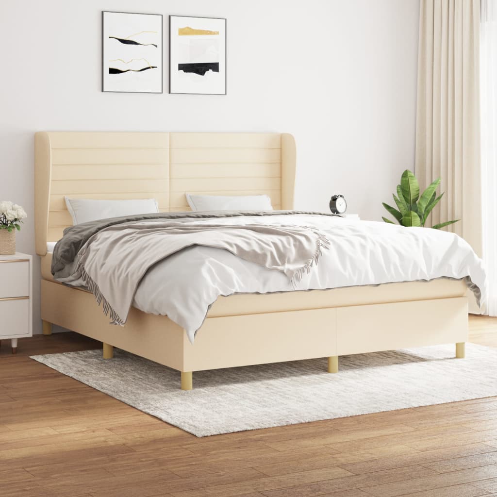 Boxspringbett Mit Matratze Stoff Creme