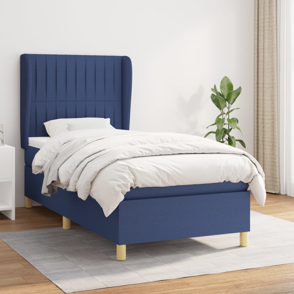 Boxspringbett Mit Matratze Stoff Blau