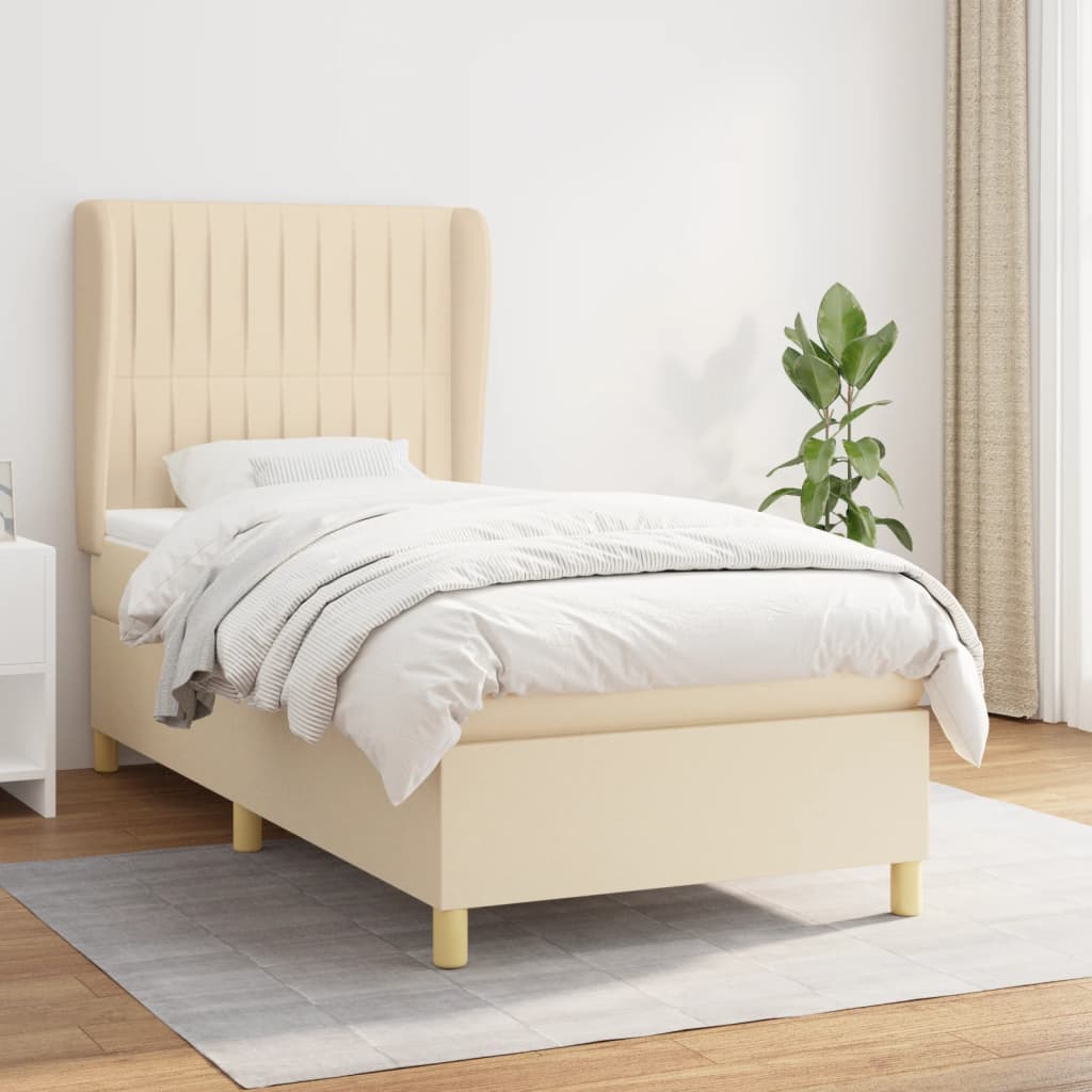 Boxspringbett Mit Matratze Stoff Creme