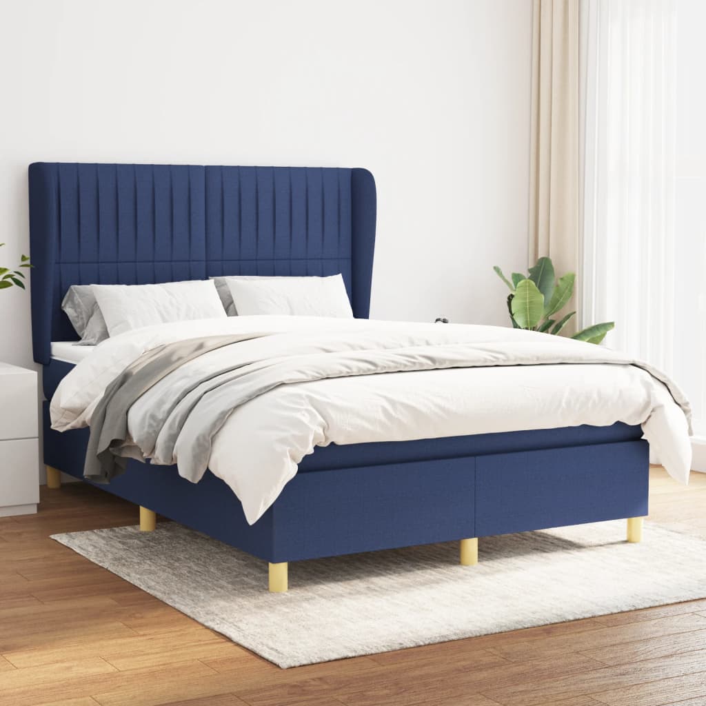 Boxspringbett Mit Matratze Stoff Blau