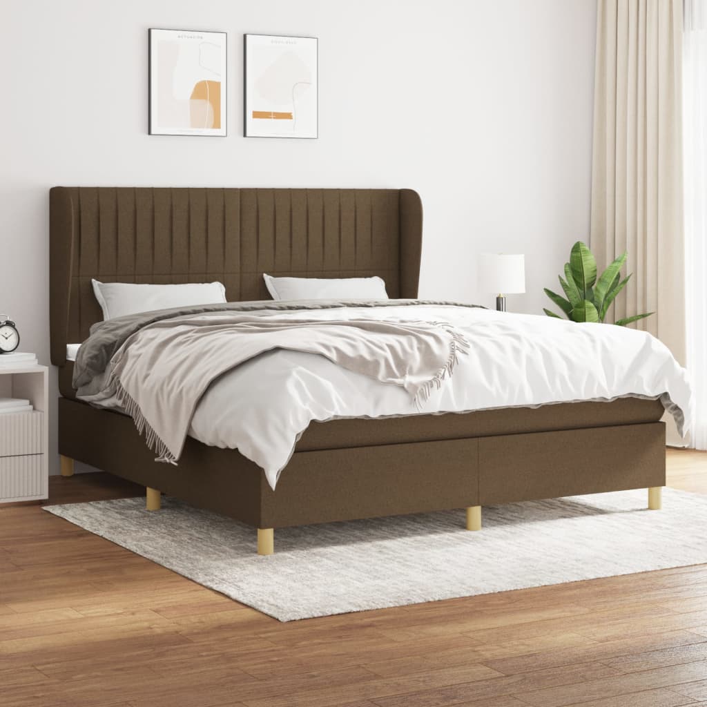 Boxspringbett Mit Matratze Stoff Dunkelbraun