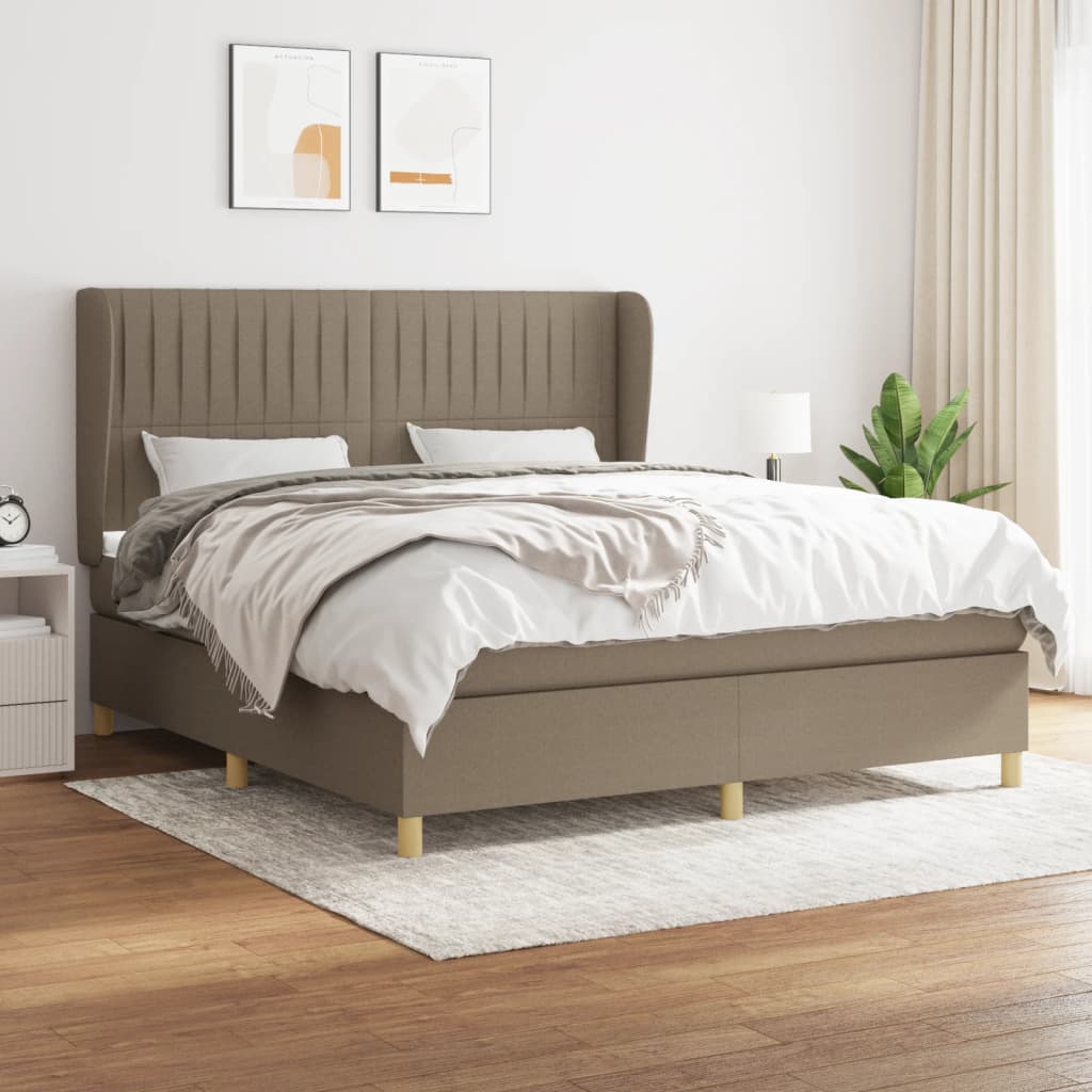 Boxspringbett Mit Matratze Stoff Taupe