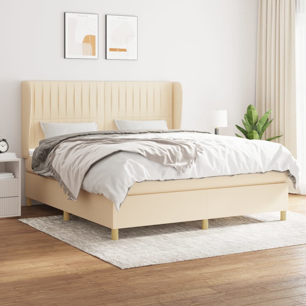 Boxspringbett Mit Matratze Stoff Creme