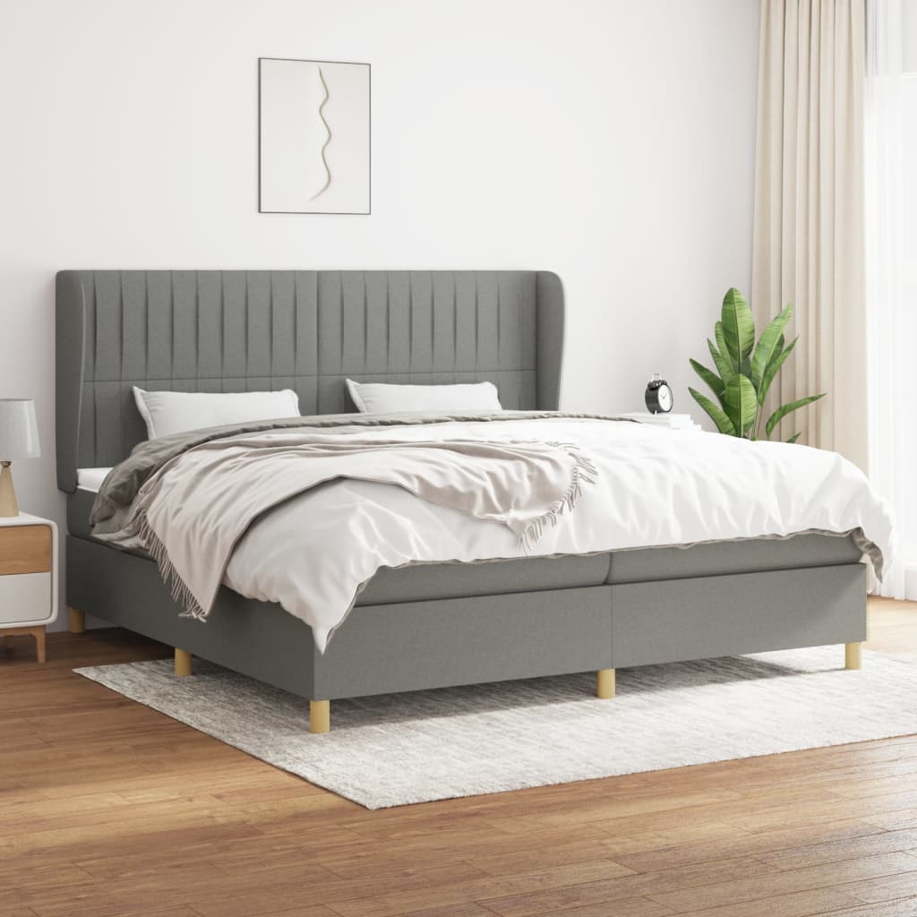 Boxspringbett Mit Matratze Stoff Dunkelgrau