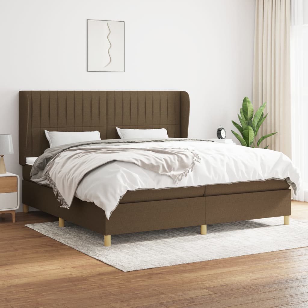 Boxspringbett Mit Matratze Stoff Dunkelbraun