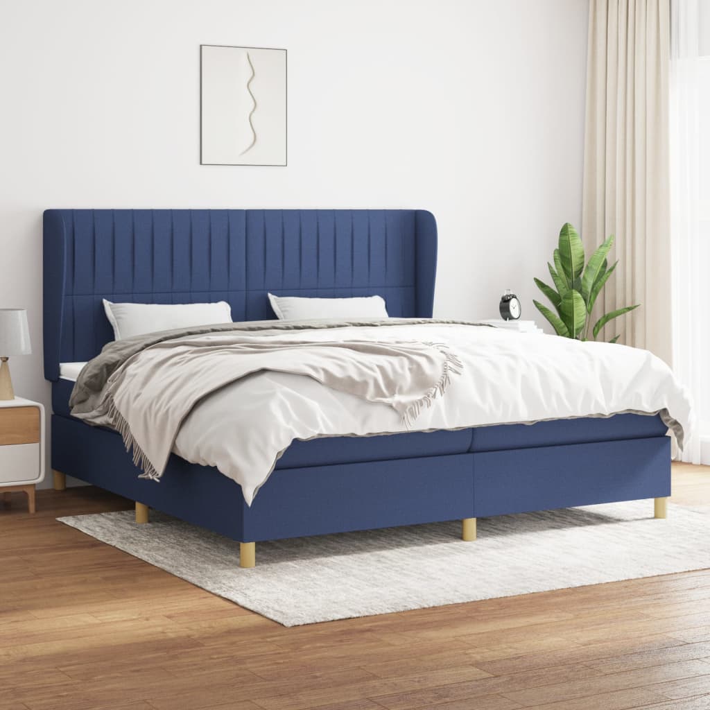 Boxspringbett Mit Matratze Stoff Blau