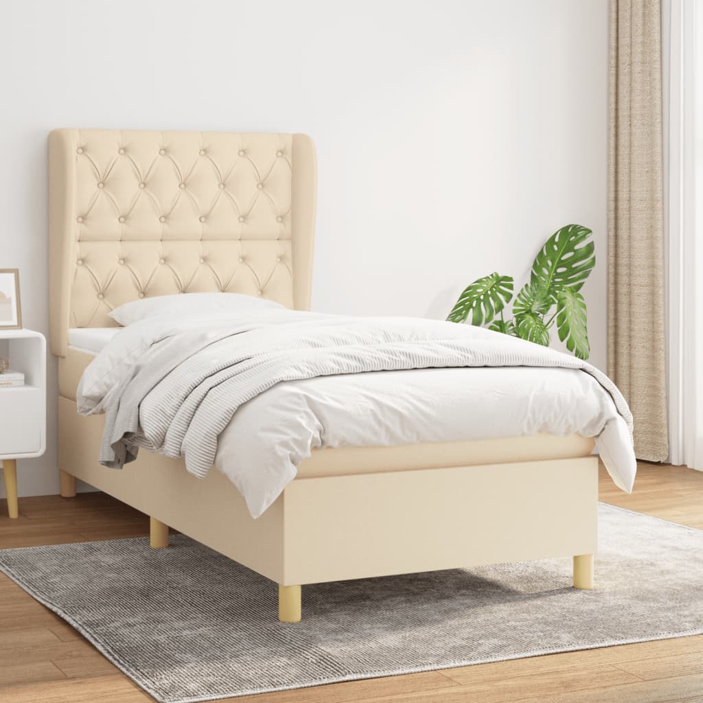 Boxspringbett Mit Matratze Stoff Creme