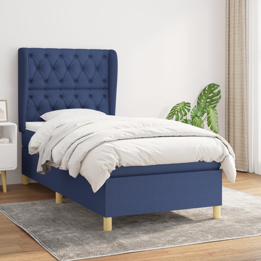 Boxspringbett Mit Matratze Stoff Blau