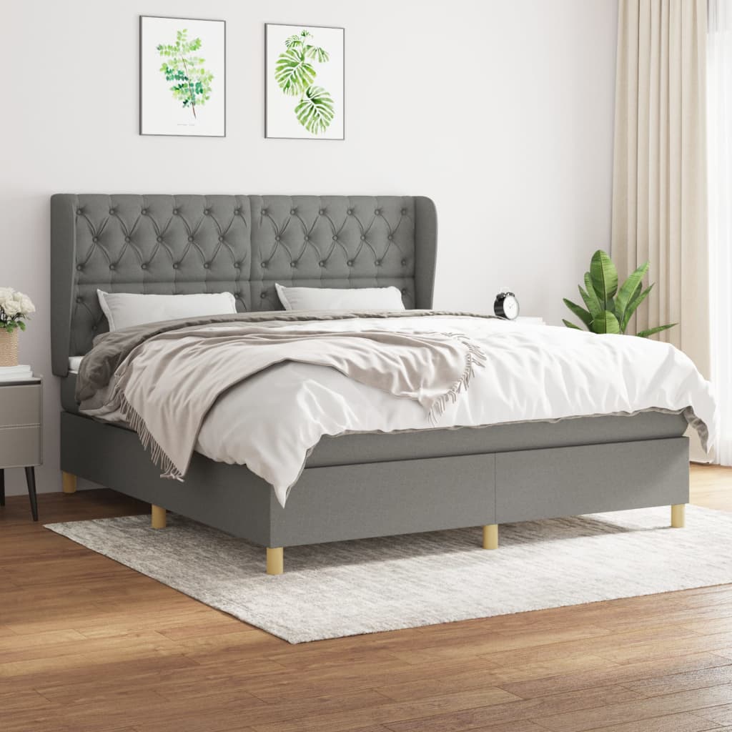 Boxspringbett Mit Matratze Stoff Dunkelgrau
