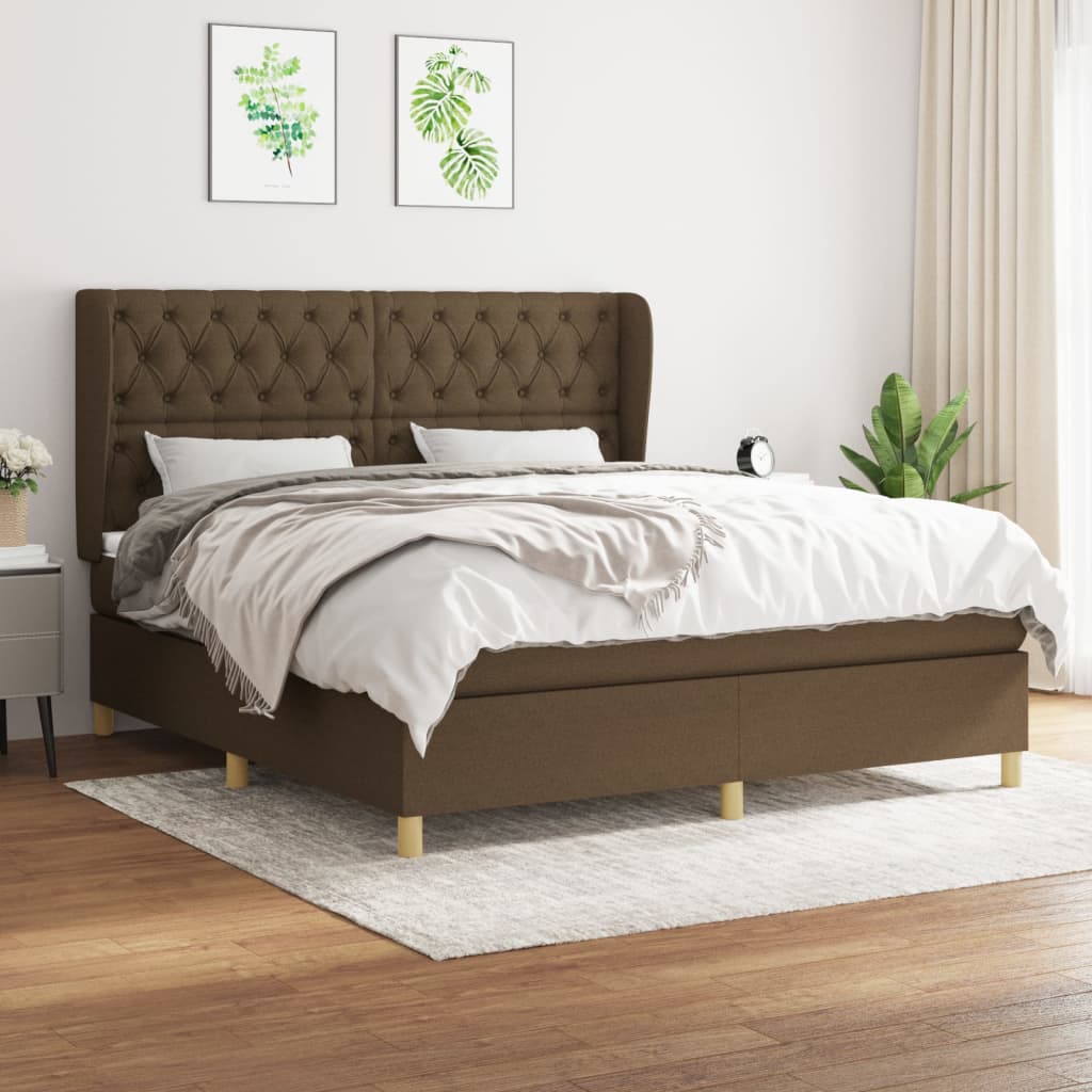 Boxspringbett Mit Matratze Stoff Dunkelbraun