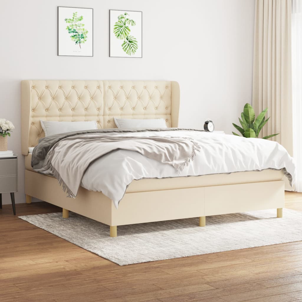 Boxspringbett Mit Matratze Stoff Creme