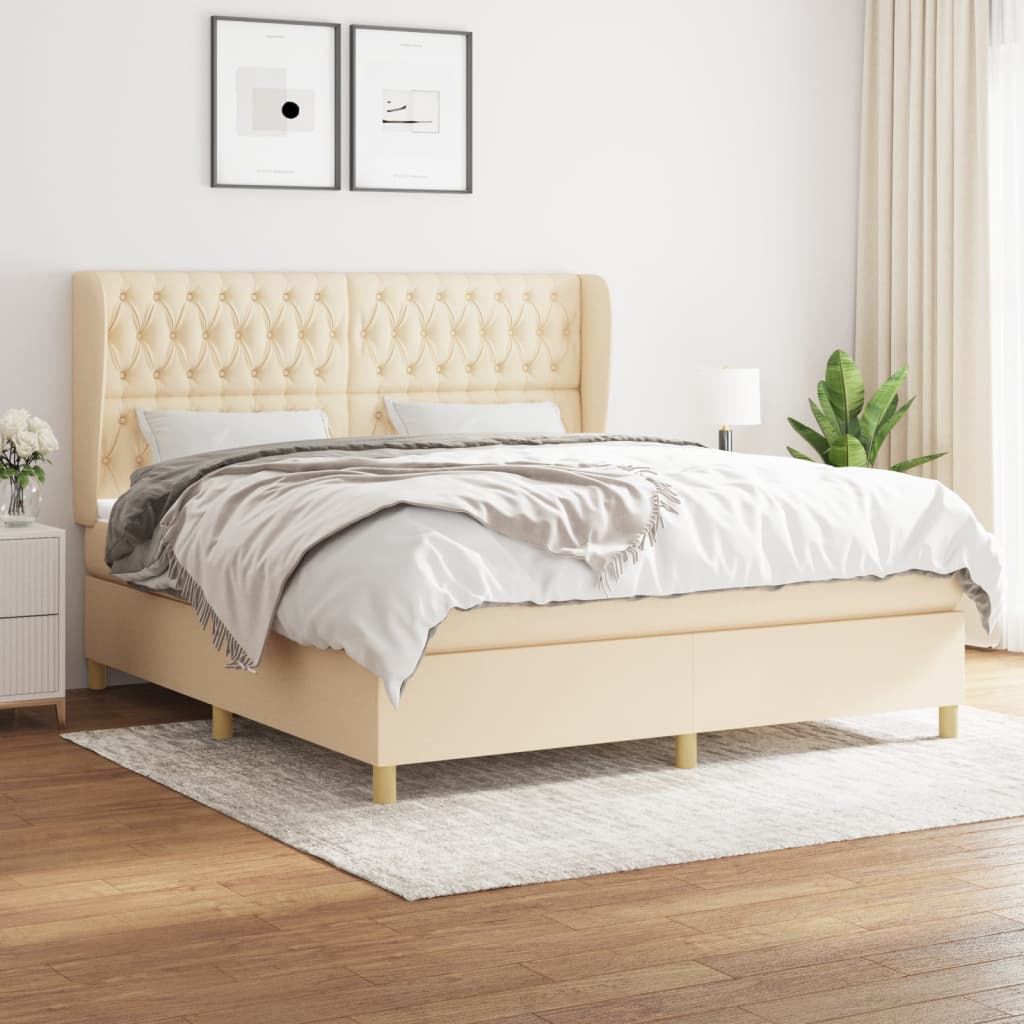 Boxspringbett Mit Matratze Stoff Creme