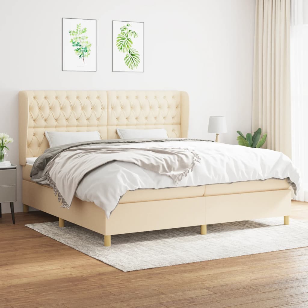 Boxspringbett Mit Matratze Stoff Creme