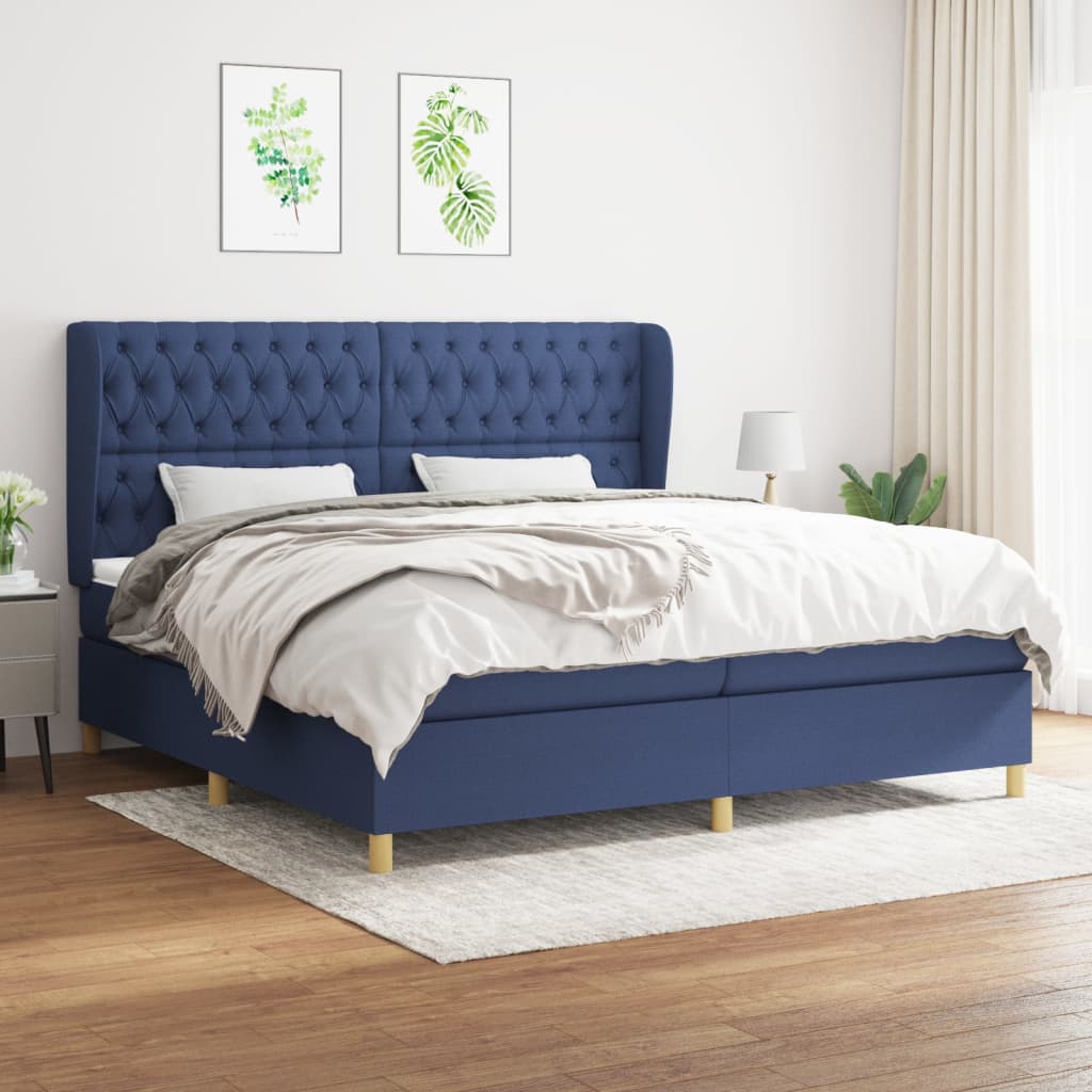 Boxspringbett Mit Matratze Stoff Blau
