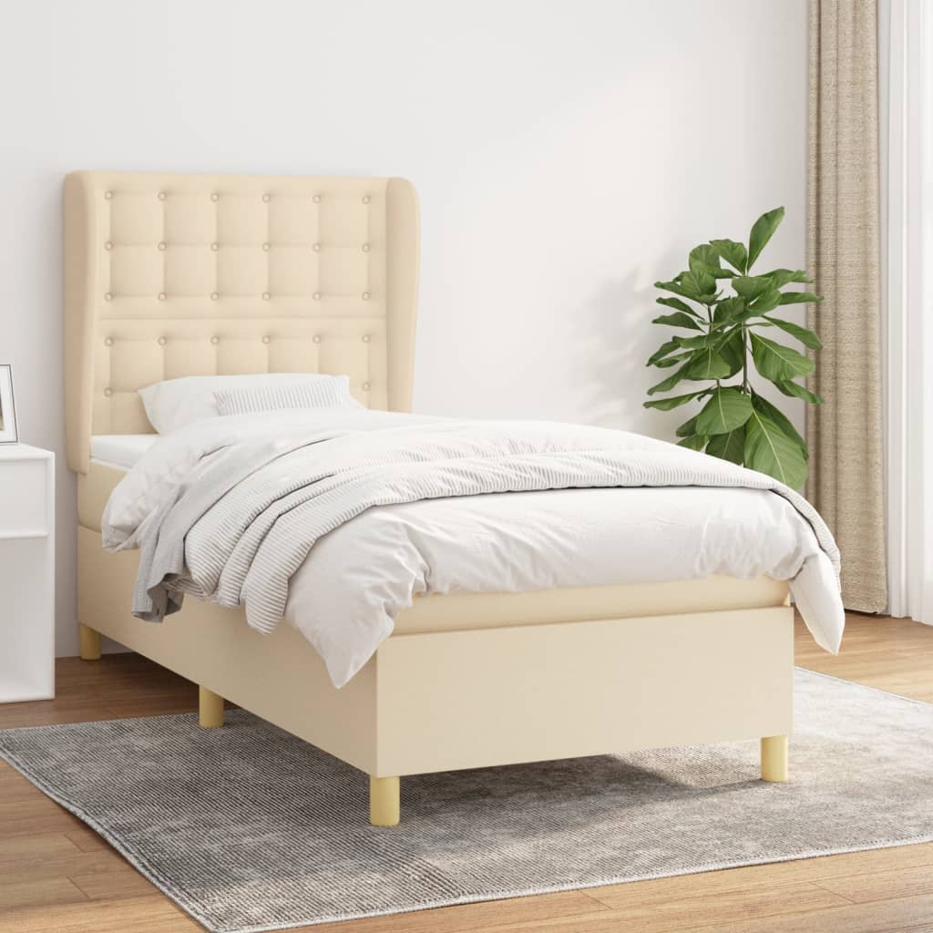 Boxspringbett Mit Matratze Stoff Creme