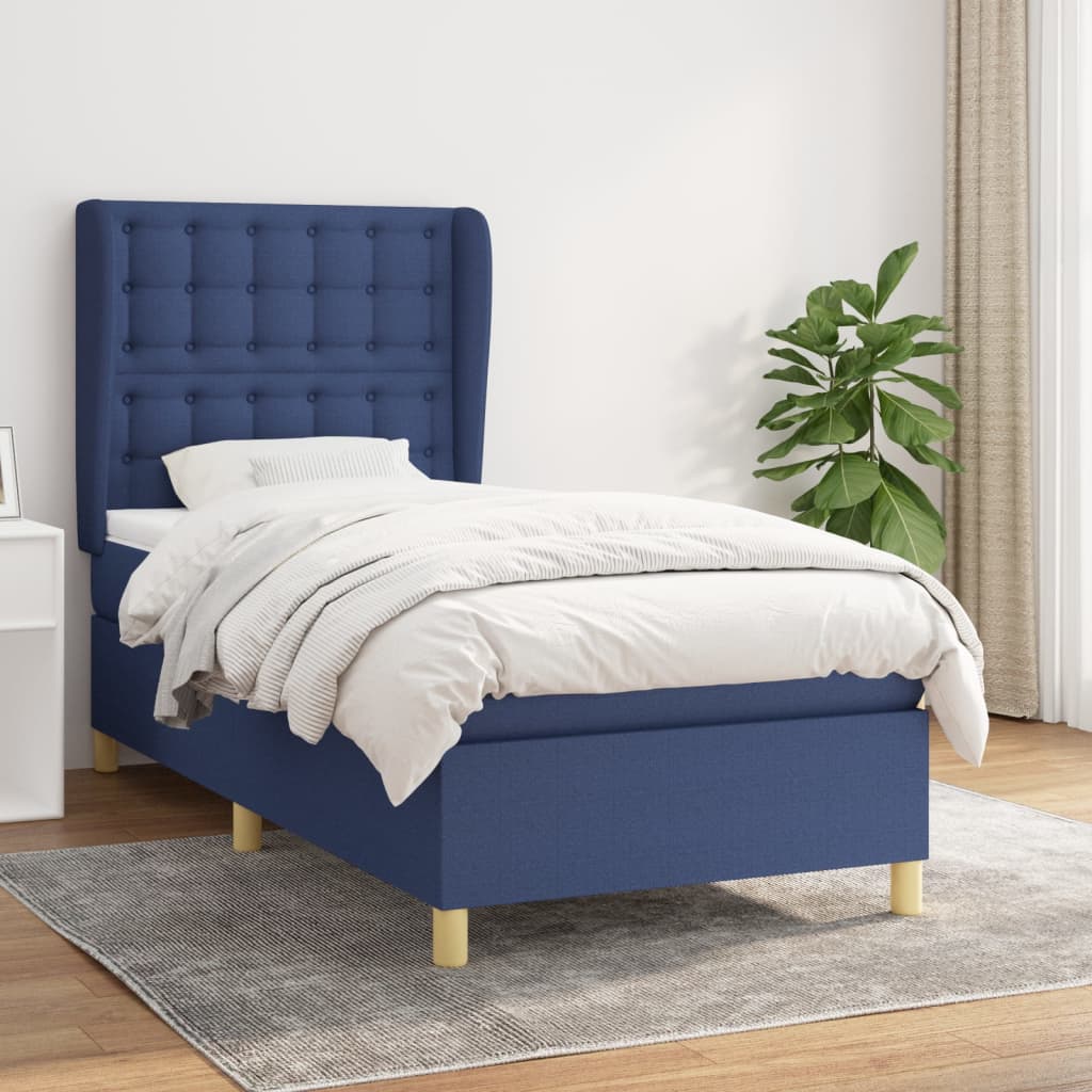 Boxspringbett Mit Matratze Stoff Blau