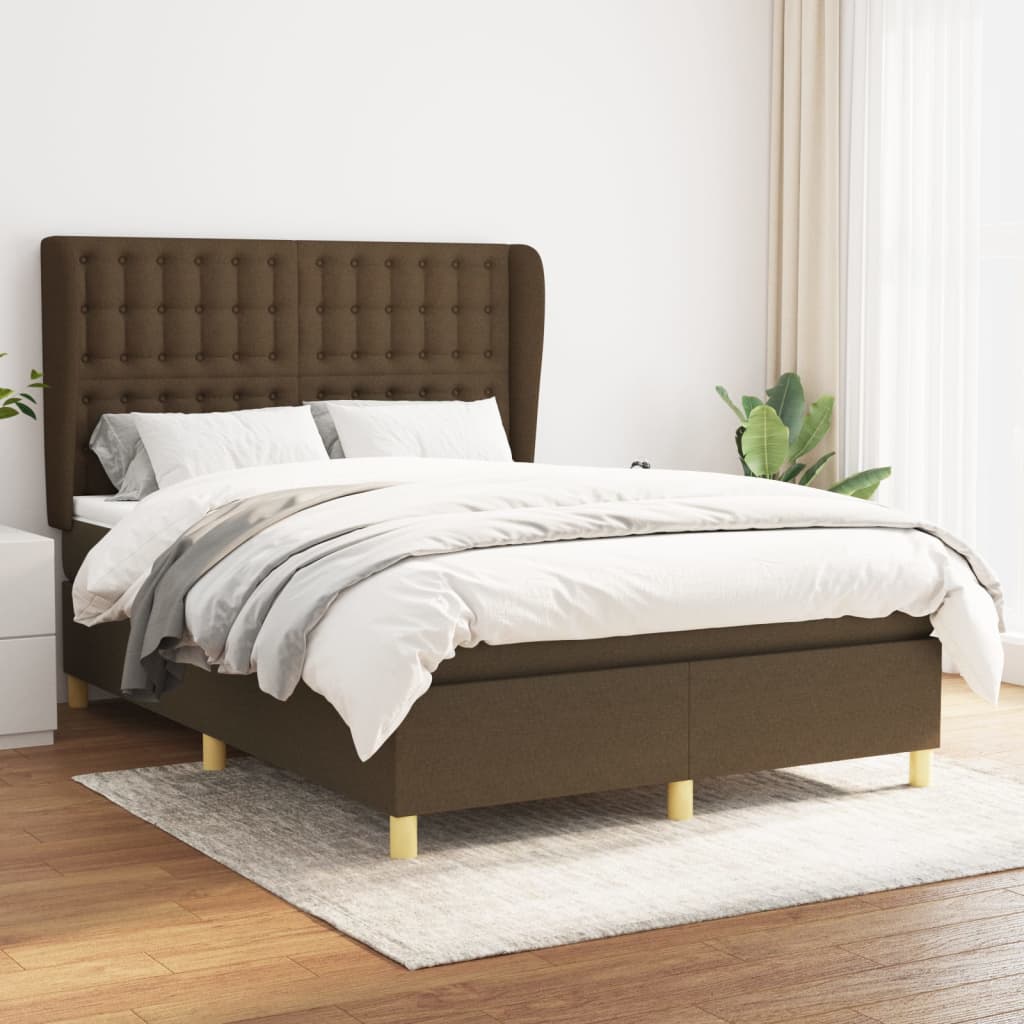 Boxspringbett Mit Matratze Stoff Dunkelbraun
