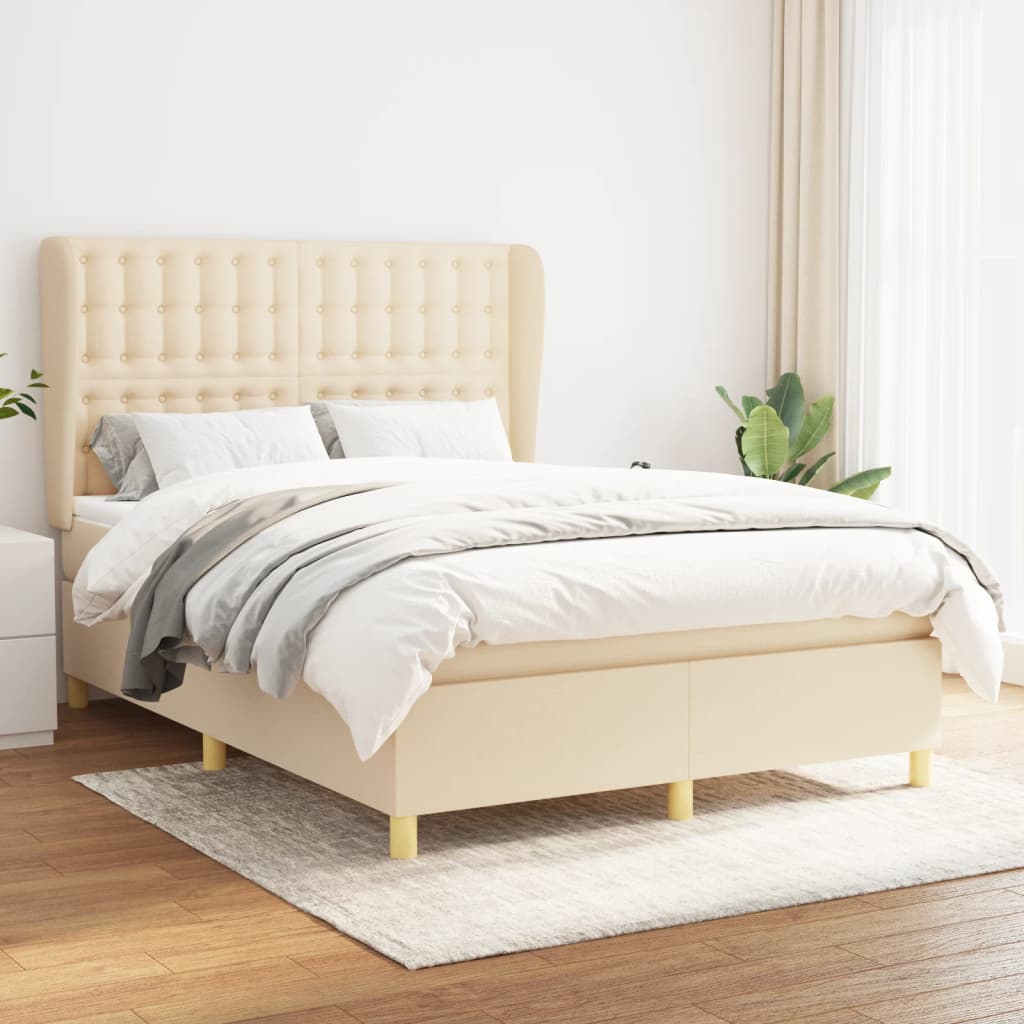 Boxspringbett Mit Matratze Stoff Creme