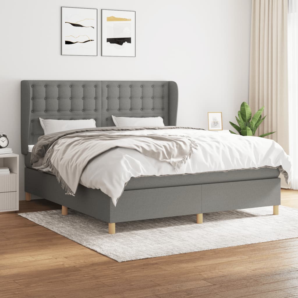 Boxspringbett Mit Matratze Stoff Dunkelgrau