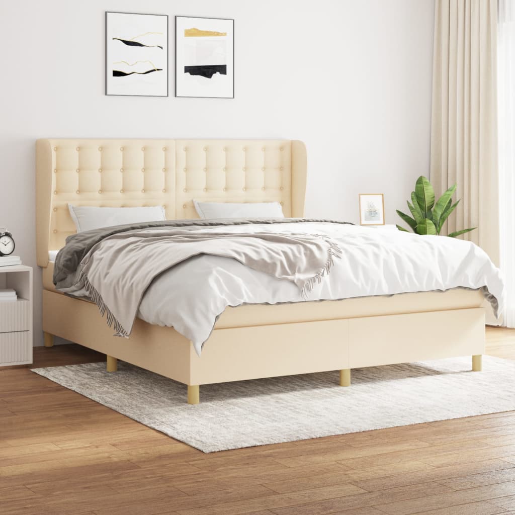 Boxspringbett Mit Matratze Stoff Creme