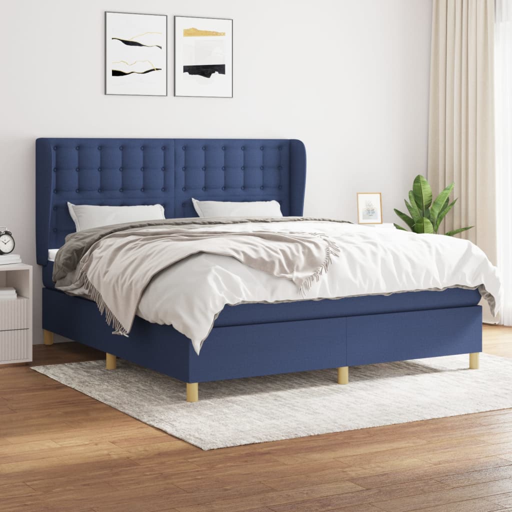 Boxspringbett Mit Matratze Stoff Blau