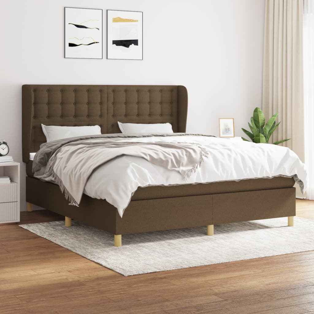 Boxspringbett Mit Matratze Stoff Dunkelbraun
