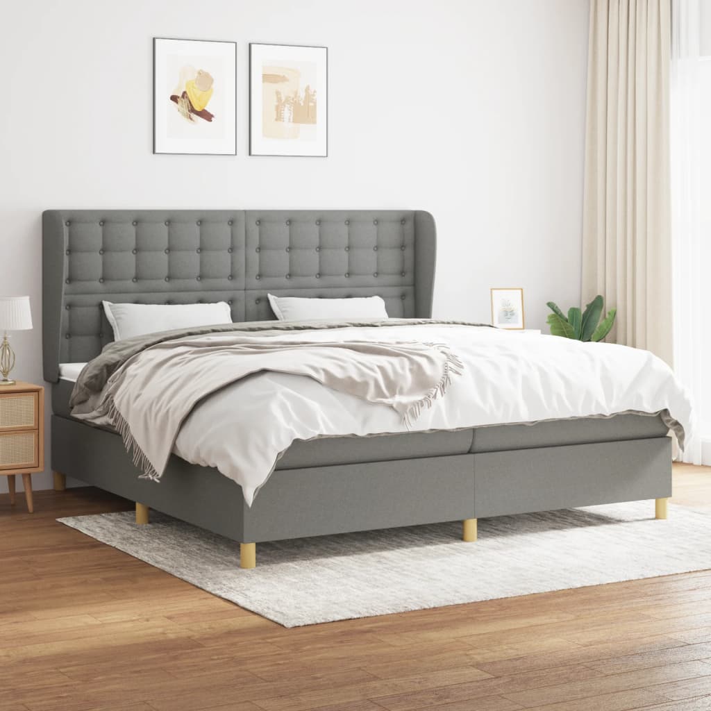 Boxspringbett Mit Matratze Stoff Dunkelgrau