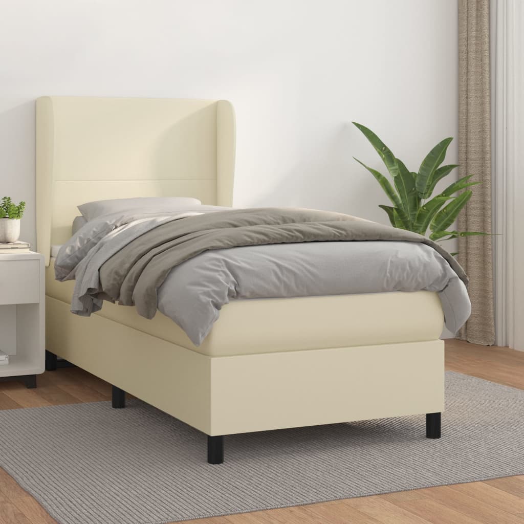 Boxspringbett Mit Matratze Kunstleder Creme