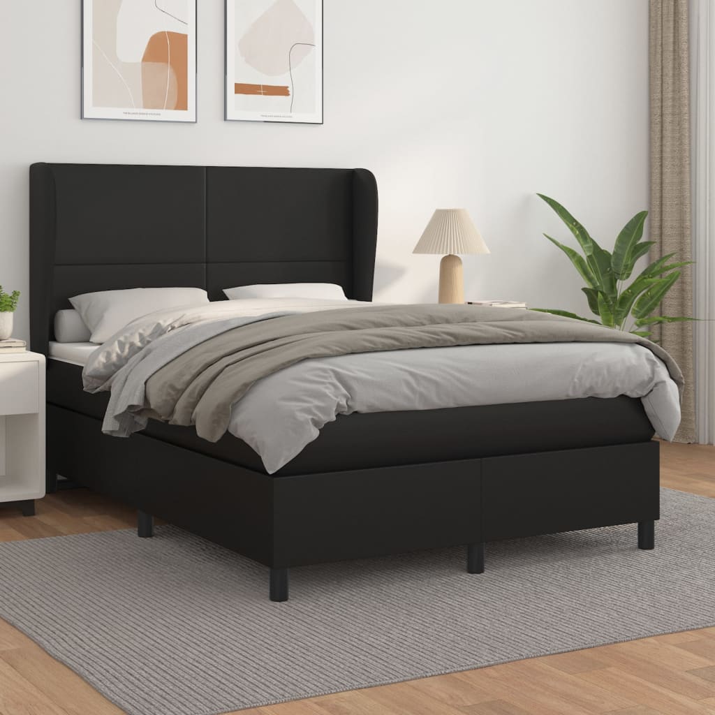 Boxspringbett Mit Matratze Kunstleder Schwarz